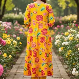 MILAAV Floral Printed Tiered Kurta With Trousers & Dupatta image 2