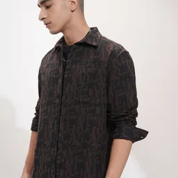 HIGHLANDER Men Relaxed Fit Spread Collar Abstract Printed Cotton Casual Shirt image 4