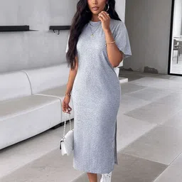 HERE&NOW Women Round Neck Short Sleeves Bodycon Dress-picture-12