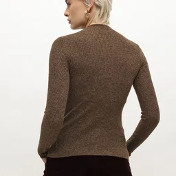 MANGO High Neck Fitted Ribbed Pullover image 4