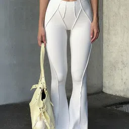 LULU & SKY Women Flared High-Rise Zip Trousers-picture-32