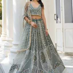 Ethniqlo Embroidered Thread Work Semi-Stitched Lehenga & Blouse With Dupatta-picture-18