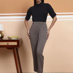 FITHUB Women High-Rise Wrinkle Free Formal Trousers image 3