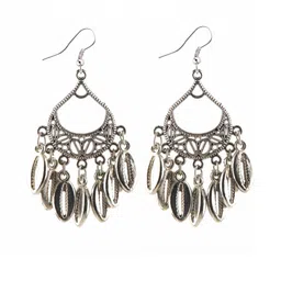 Creative Frogs Silver Oxidize Dark Orange Classic Combo Drop Earrings image 2