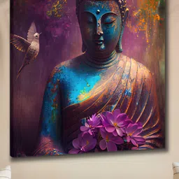 Myntra Elegant Homes Gold-Toned & Blue 1 Piece Canvas Religious Wall Paintings-picture-22