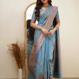 VILLE FASHION Woven Design Zari Art Silk Kanjeevaram Saree-image-63