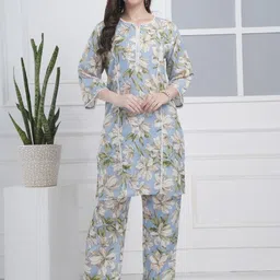 Belfry Printed Round Neck Pure Cotton Straight Kurta & Trousers-picture-30