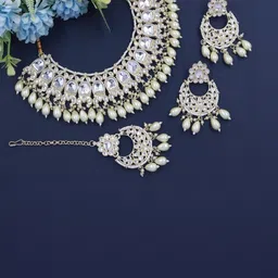 Women Click Gold-Plated Stone-Studded & Beaded Jewellery Set-picture-23