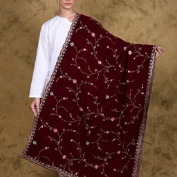 Exotic India Embroidered Velvet Dupatta with Sequinned-picture-13