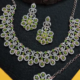 VATSALYA creation Alloy Gold- plated Green Jewellery Set-picture-35