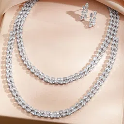 Rubans Rhodium-Plated Crystal & American Diamond-Studded Jewellery Set image 3