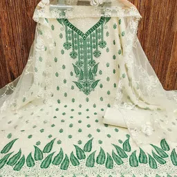 KALINI Embroidered Silk Georgette Unstitched Dress Material image 3
