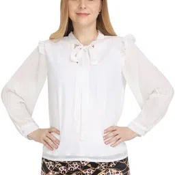 CORSICA Tie-Up Neck Ruffles Georgette Top-picture-18