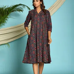 krambica Women A-line Relax Fit Cotton Dress-image-23