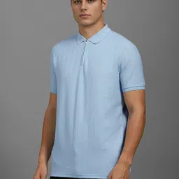 Louis Philippe Men Self Design Polo Collar Cotton Slim Fit T-shirt image 5