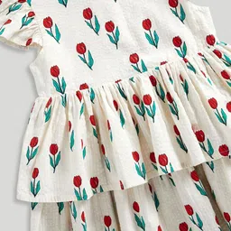 mothercare Floral Print Flutter Sleeve Ruffled A-Line Dress image 3