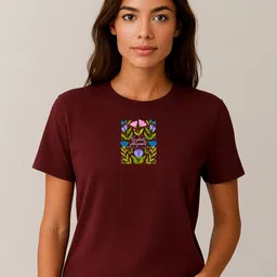 Anikmart Floral Printed Round Neck Pure Cotton Regular Fit T-shirt-picture-29