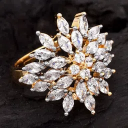 Anouk Gold-Plated CZ Studded Adjustable Finger Ring-image-5