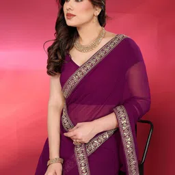 Mitera Embroidered Zari Saree With Blouse Piece image 5