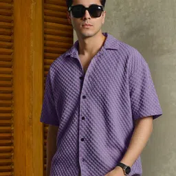 Metronaut Men Relaxed Fit Textured Cuban Collar Casual Shirt-picture-10