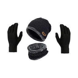 Navkar Crafts Unisex Woollen Beanie Set-image-28