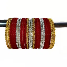 poshing Set Of 48 Red Glass Artificial Stones Bangle image 2
