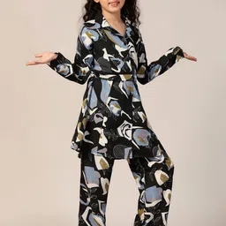 FASHION DREAM Girls Abstract Printed A-Line Kurta with Palazzos image 3