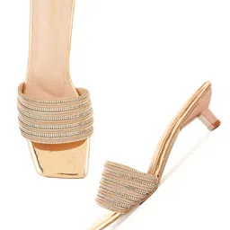 MOZAFIA Women Embellished Kitten Sandals image 5