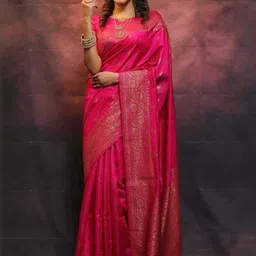 FASHIONIZO Woven Design Zari Silk Blend Handloom Saree-picture-21