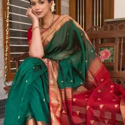 PHEASANT Geometric Woven Design Zari Banarasi Saree image 3