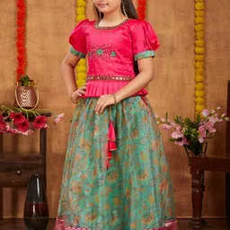 Muhuratam Girls Printed Ready to Wear Lehenga-picture-14