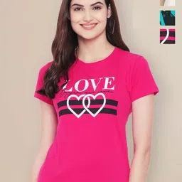 Metronaut Women Pack of 3 Graphic Printed Round Neck Cotton T-shirts-picture-14