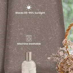 URBAN SPACE Brown Pack of 2 Self Design Earth Crust Soft Black Out Long Door Curtains image 4