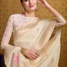 all about you Floral Woven Design Zari Saree image 2