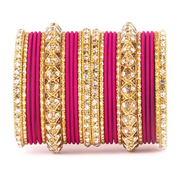 leshya Set of 26 Artificial Stone & Bead StuddedBangle image 1