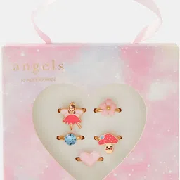 Accessorize Girls Set Of 5 Artificial Stones Studded Circular Shaped Fairy Finger Rings-image-76
