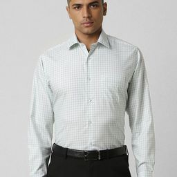 Van Heusen Men Spread Collar Micro Checked Cotton Formal Shirt-picture-11