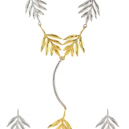Silvermerc Designs Women Gold-Plated Leaf Jewellery Set image 3