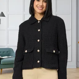 all about you Self-Designed Shirt Collar Single-Breasted Crop Blazer image 1