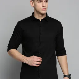 SHOWOFF Men Comfort Slim Fit Spread Collar Solid Cotton Casual Shirt-image-92