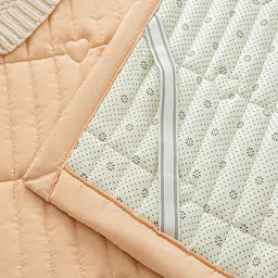 JC HOME Champagne & Off White Abstract 160 TC Fitted King Bedsheet Set-1.8 m x 2 m image 3