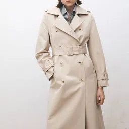 MANGO Notched Lapel Double Breasted Trench Coat With Belt-image-84
