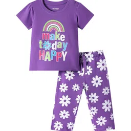Honeyhap Girls Printed Pure Cotton T-shirt & Pyjamas Night Suit-image-65