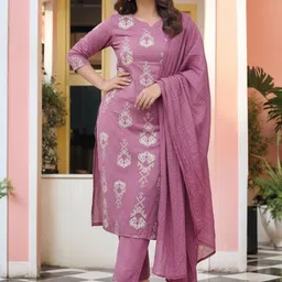 Aaghnya Women Ethnic Motifs Printed Regular Kurta with Trousers & With Dupatta image 2