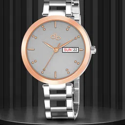 DressBerry Women Brass Embellished Dial & Stainless Steel Straps Analogue Watch DB-030-Silver-image-35