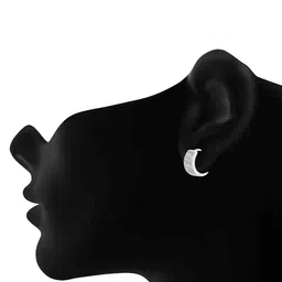 jazz and sizzle Jazz and SizzleSilver Plated American Diamond Studded Contemporary Hoop Earrings image 5