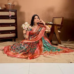 LALITATEX Ethnic Motifs Silk Blend Heavy Work Saree image 4