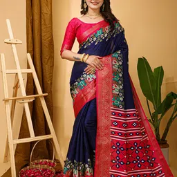 HERE&NOW Ethnic Motifs Zari Art Silk Baluchari Saree-picture-29