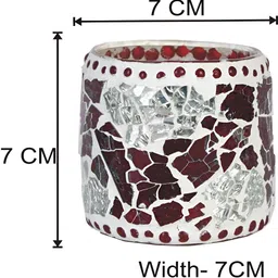 1ST TIME White & Red 2 Pieces Textured Glass Candle Holders image 4