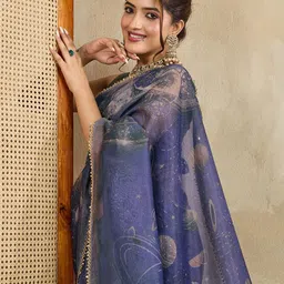 100 Dreams Ethnic Motifs Mukaish Tissue Saree-image-62